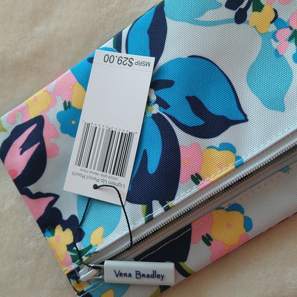 NEW Vera Bradley Marian Floral Lighten Up Pencil Pouch 2 Sided 2 Zippered Pocket - Picture 8 of 8